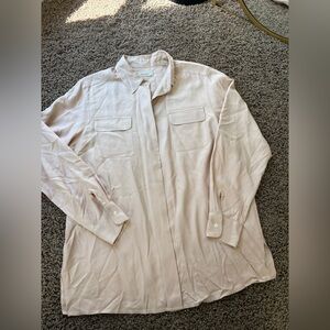 Lord & Taylor Pink Blush Silk Blouse Shirt Button Top Size 10 / M